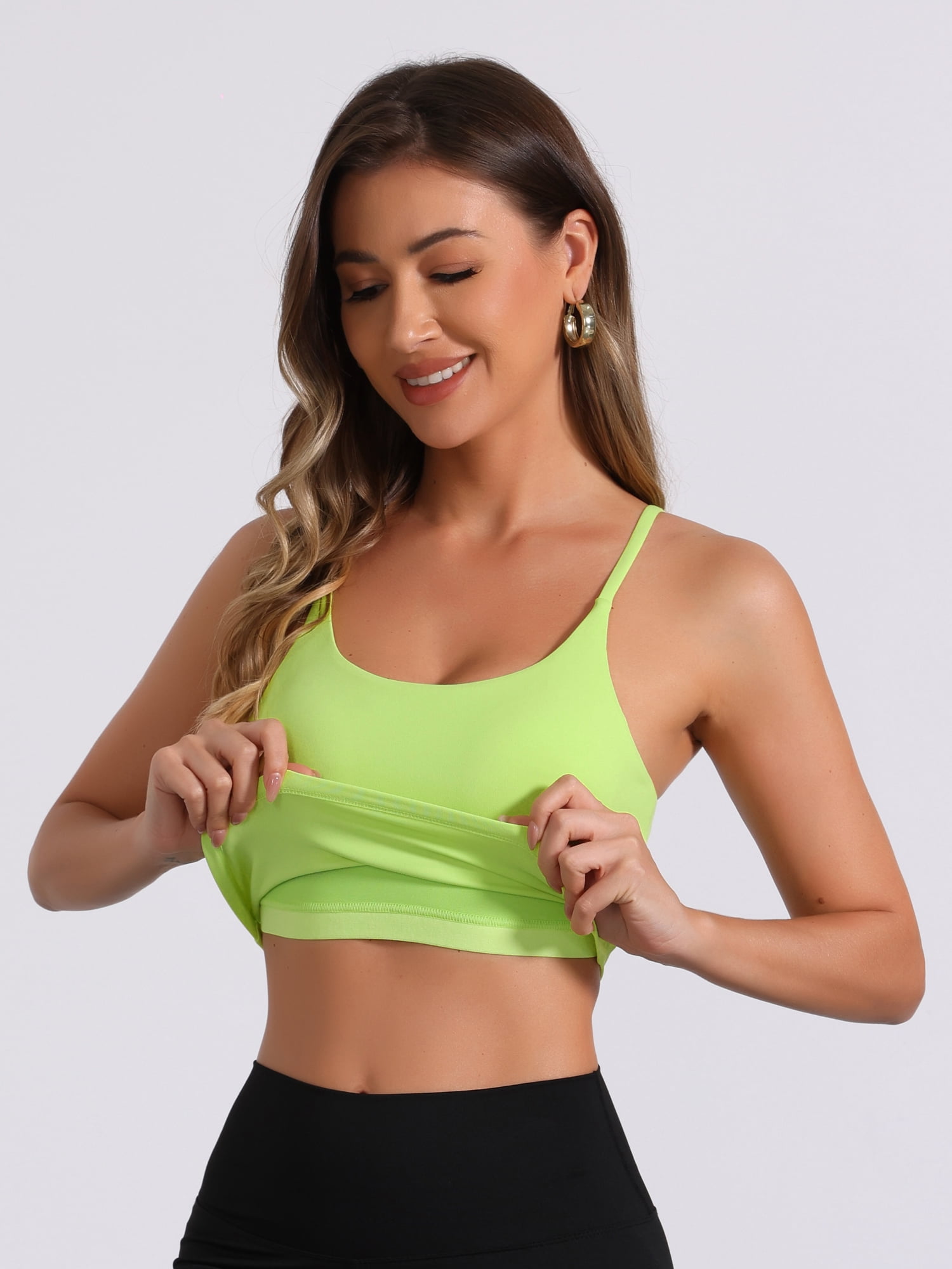 DARING DIVA Built-in Bra Padded Workout Basic Invisible Camisole XL Yellow