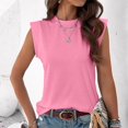 thumbnail image 2 of fatyb Womens Cap Sleeve Tank Tops Crew Neck Summer Casual Shirts Loose Solid Color Basic Tee Blouses, 2 of 7