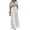 A2 Grey, variant on GILIGEGE Women Satin 3D Floral V Neck Long Sleeve Blouse 2 Piece Matching Set High Waist Wide Leg Pants Loose Outfit Casual Summer Vacation Evening Wedding Guest Party Daily Wear Black