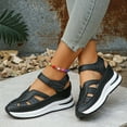 thumbnail image 3 of Closed Toe Walking Sandals for Women 2025 Trendy Leather Cut out Platform Hidden Wedge Heel Fashion Sneakers, 3 of 8