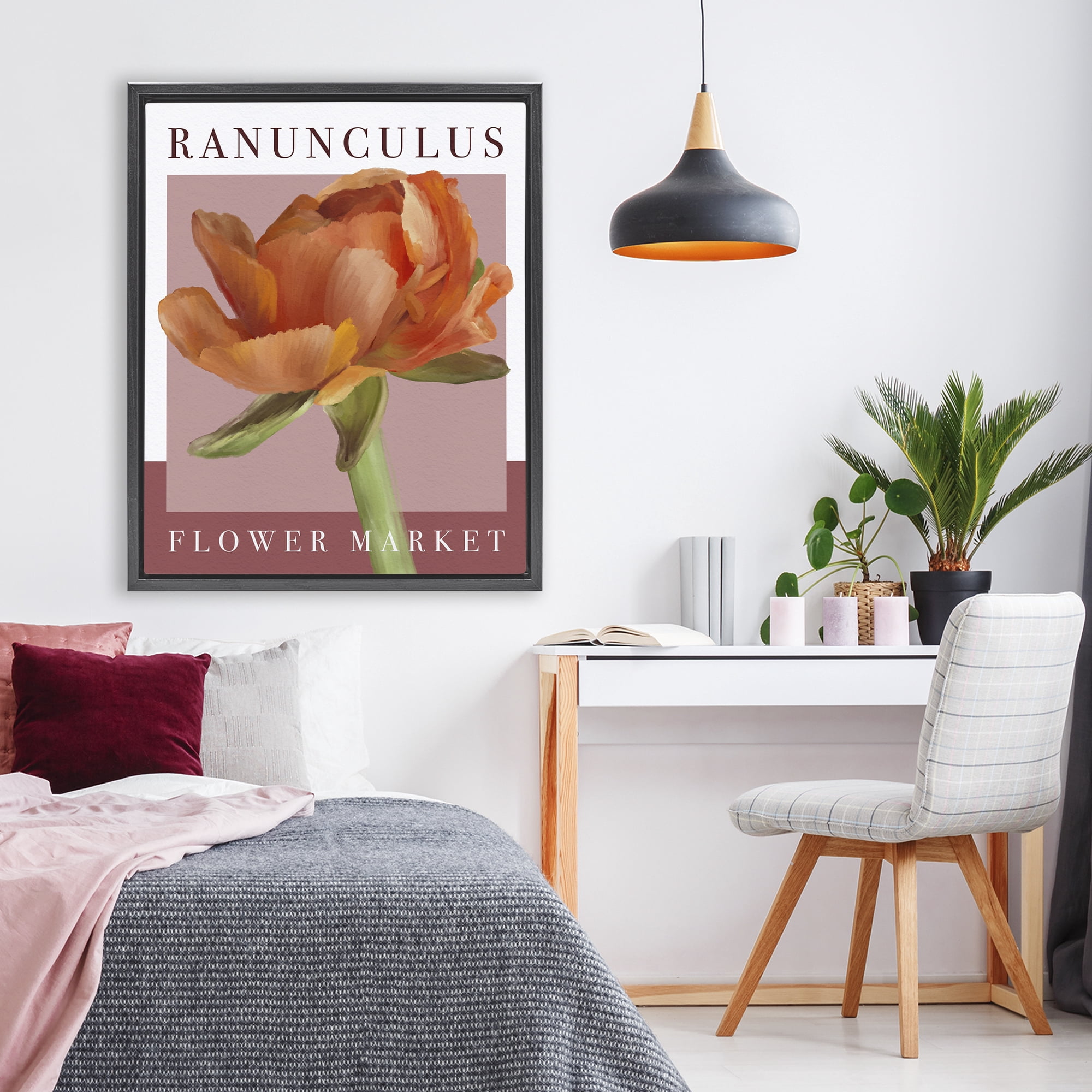 Stupell Industries Ranunculus Flower Market Black Framed Floater Canvas Wall Art, design by Jennifer Stith