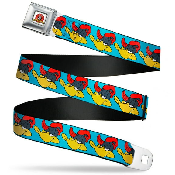 Looney Tunes Belt, Seatbelt Buckle Belt, Daffy Duck Hip Hop Expression Turquoise, 30 to 44 Inches