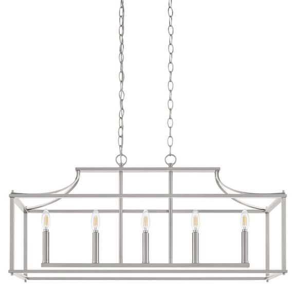 Home Decorators Crestview 5-Light Transitional Brushed Nickel Electric Linear Chandelier