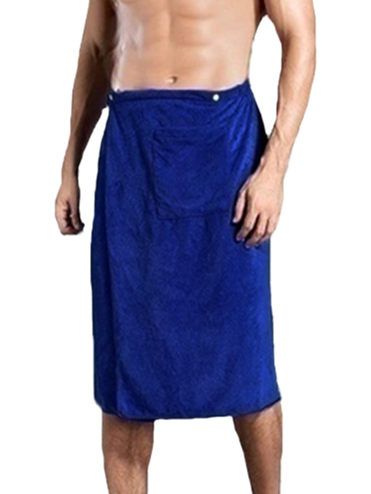 Mens Adjustable Quick Drying Wearable Bath Skirt Wrap SPA Beach Towels Bathrobe 