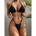 thumbnail image 1 of Leadingstar Women Halter Bikini Set Sexy Solid Color Split Bikini Triangle Swimwear Beach Bathing Suit, 1 of 7