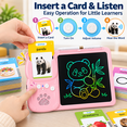 thumbnail image 5 of ICREOPRO Talking Flash Cards with LCD Writing Tablet, 2 in 1 Educational Toys for Kids, 224 English Words, 112 Double-Sided Cards, Erasable Drawing Board, Preschool Learning Toy, Pink, 5 of 9