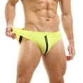 thumbnail image 2 of XDZJLR Mens Swim Briefs With Front Zipper Opening Color Blocking Beach Swimming Pants Soft Beachwear Yellow, 2 of 6