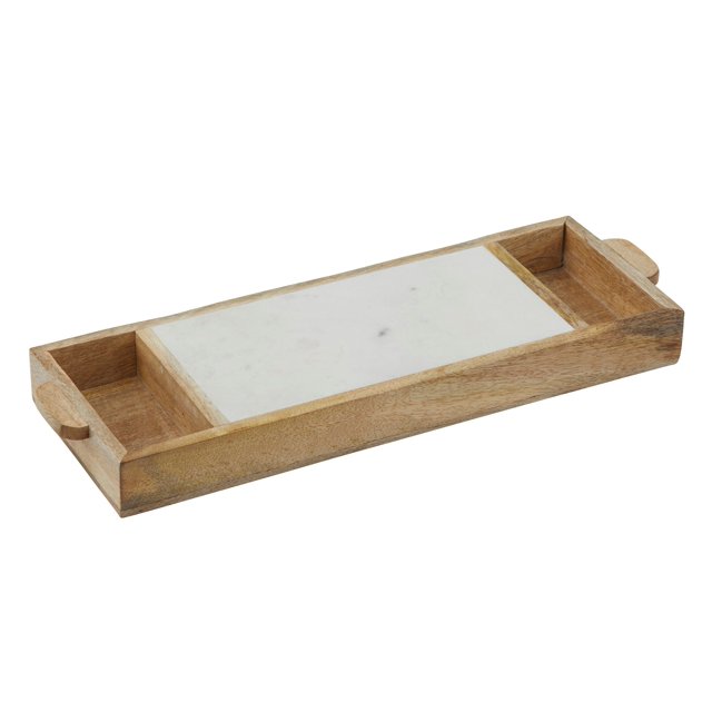 Eliot Wood & Marble Serving Caddy