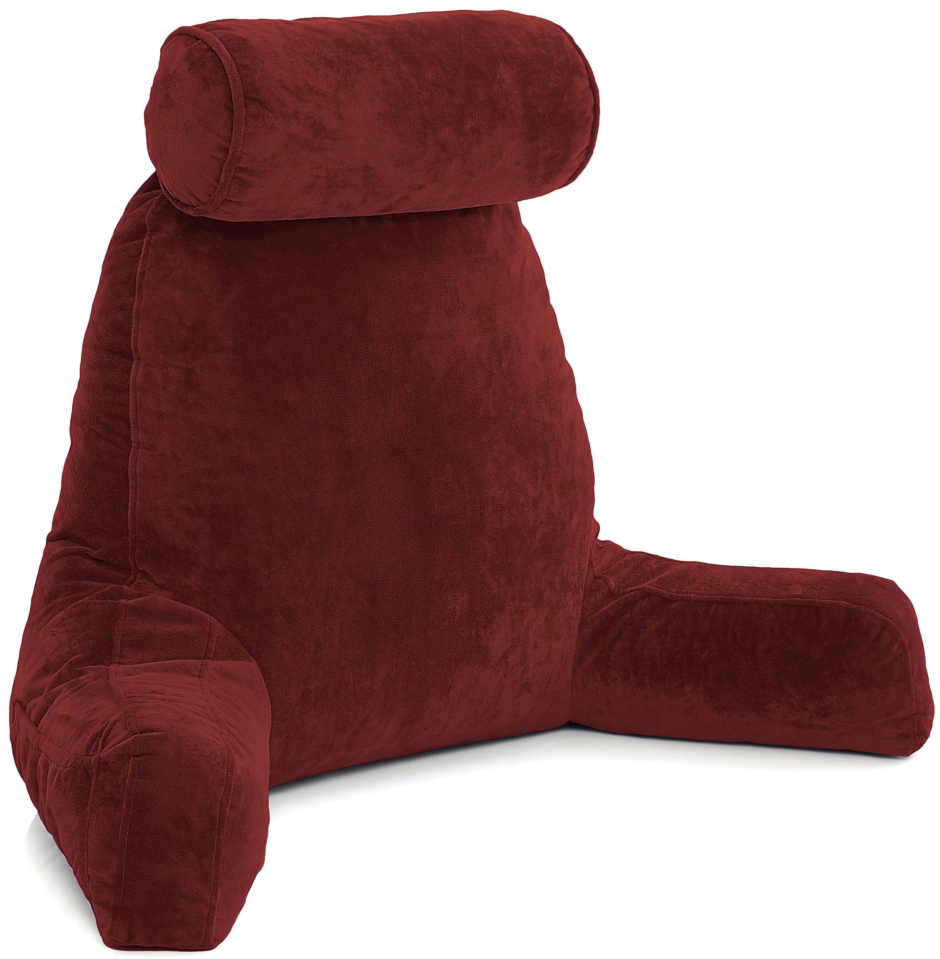 Husband Pillow Maroon Big Reading Bed Rest Pillow With Arms