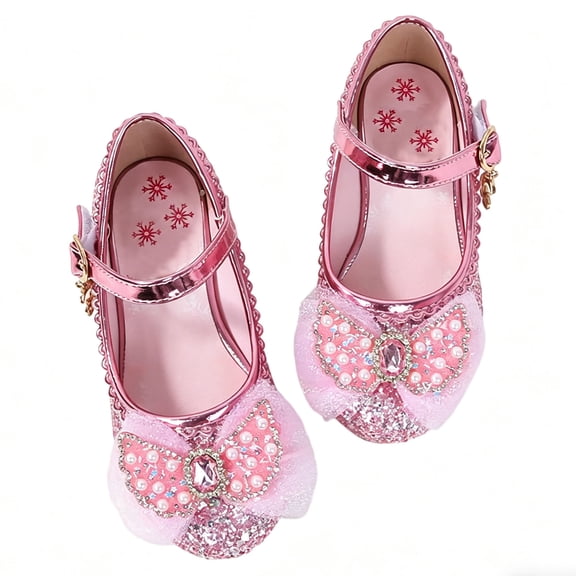 Girls Toddler/Big Kid Snow Queen Dress Shoes Heel Glitter Bow Party Queen Shoes