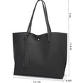 thumbnail image 3 of Bolso de hombro tipo tote de piel sintética suave para mujer, bolso de mano con borlas de gran capacidad, 3 of 7