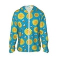 thumbnail image 2 of Uemuo Bee Sunflower Pattern Women's Full Zip UPF 50+ Sun Protection Hoodie Jacket Long Sleeve Sun Shirt Hiking Outdoor Performance with Pockets-3X-Large, 2 of 9
