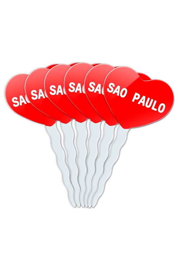 Sao Paulo Heart Love Cupcake Picks Toppers - Set of 6