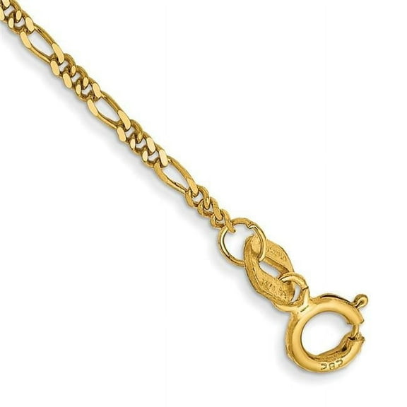 Primal Gold 14 Karat Yellow Gold 1.25mm Flat Figaro Chain Anklet