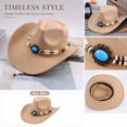 thumbnail image 2 of Voska Faux Suede Wide Brim Western Fedora Hat Turquoise Beaded Decor Cowboy Jazz Hat Unisex Fashion Hat For Daily Travel Outdoor Photograph Party Stage Performance, 2 of 6