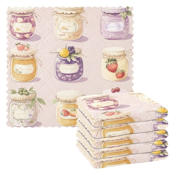 Yayeee 6 Pack Kitchen Dishcloths for Washing Dishes Soft Absorbent Microfiber Towels, Purple Jam Jars