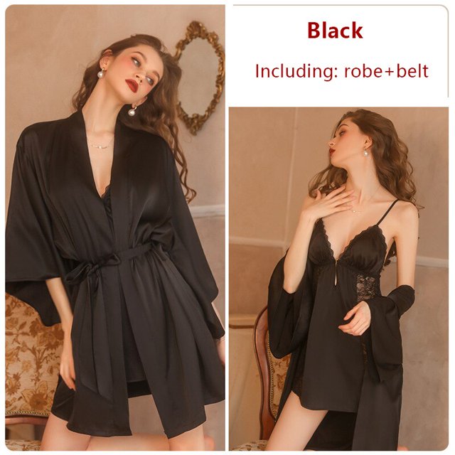 Pijama Sexy para mujer, conjunto de bata de noche de encaje transparente para mujer, vestido de dormir con perspectiva de lujo, ropa de casa, lencería superventas xuanjing unisex