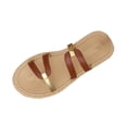 thumbnail image 2 of Xdegoge Raffia Sandals Women Woven Straw Flat Slides Boho Open Toe Casual Slip On Flip Flops Beach Vacation Summer Casual Dressy Walking Shoes, 2 of 6