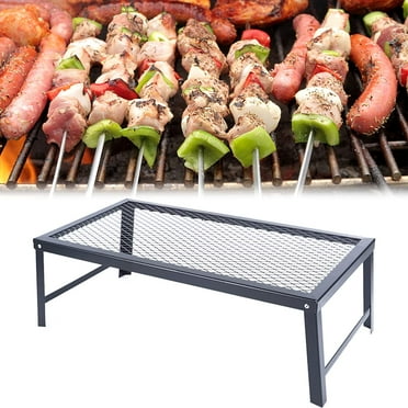 Outdoor Portable Camping BBQ Grill Over-fire Pit Foldable Cooking Stove Black