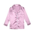 thumbnail image 5 of Riforla Kids Satin Silk Button Down Pajamas PJ's Sets Solid Two Piece Family Matching Sleepwear Loungewear Long Sleeve Silk Nightwear for Kids Pink 3-4 Years, 5 of 9