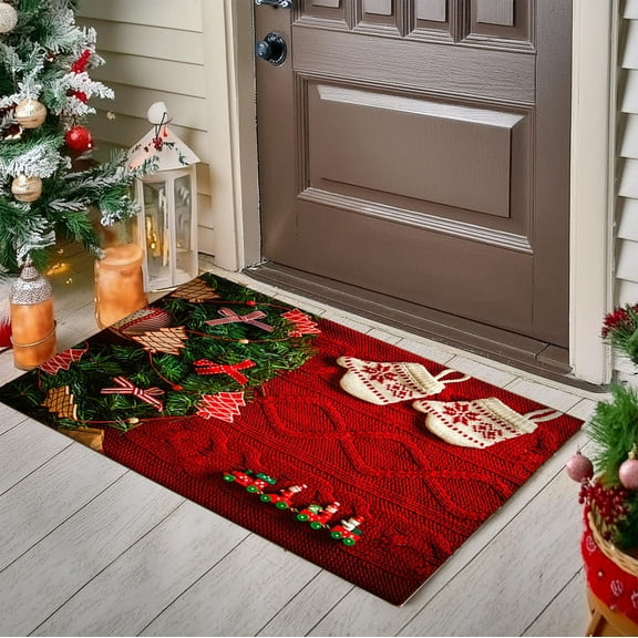 Christmas Doormat under $5! CQCYD Christmas Doormat Holiday Floor Mat, Non Slip Christmas Rug for Door, Festive Doormat for Living Room, Holiday Decor Mat for Home