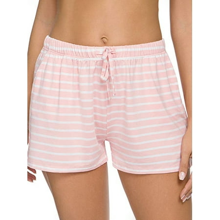 

Cindysus Women Lightweight Elastic Waist Pajama Short Ladies Comfy Sleep Shorts Drawstring Nightwear Striped With Pocket Bottoms