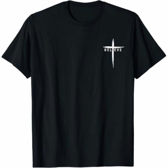 Greenink Christian Cross Religious Believe Graphic T-Shirt Jesus Christian Shirts for Women Men Faith Clothing Tee Tops Black