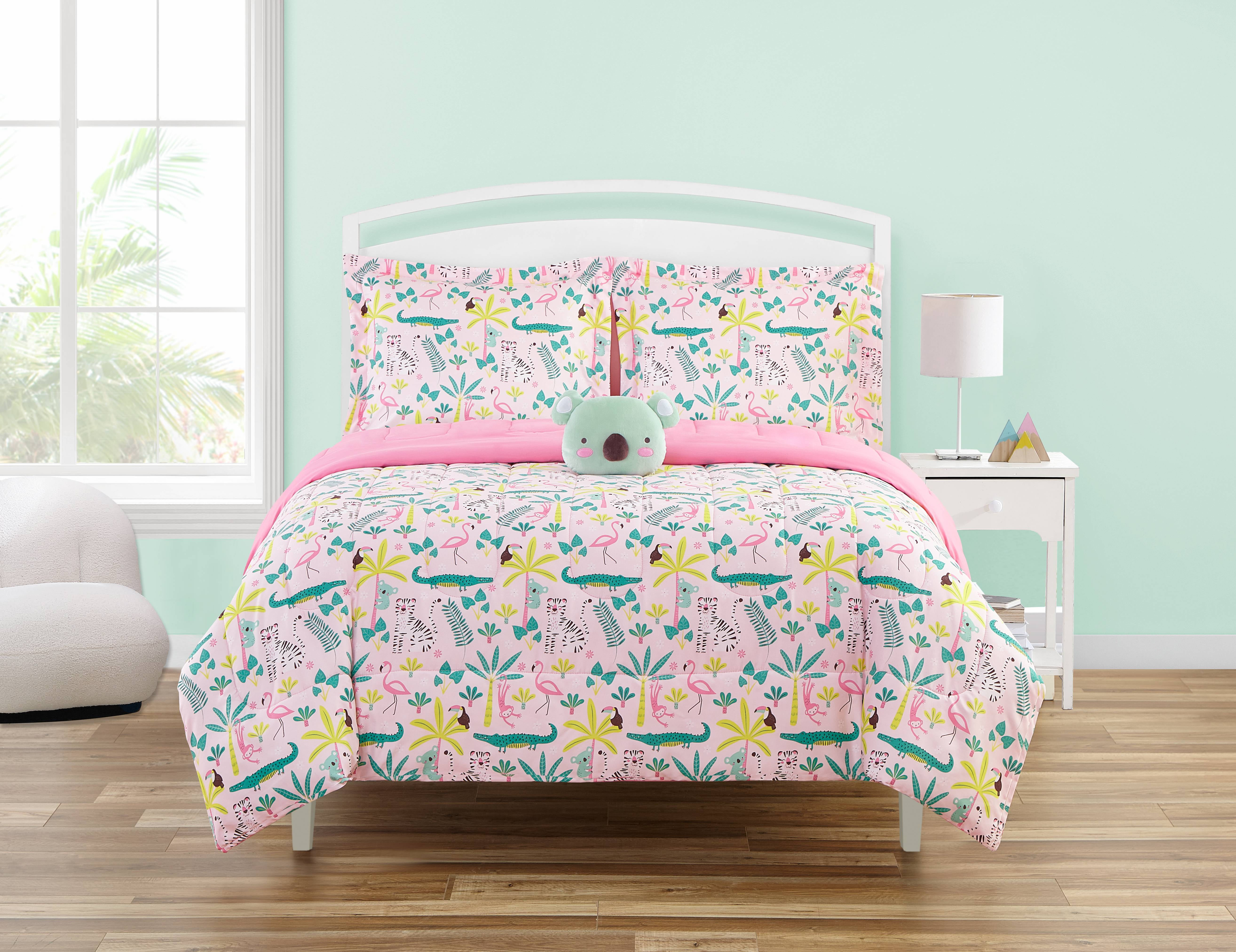 Alex & Bella Comforter Set Pink Jungle Microfiber,Twin, 3 Piece