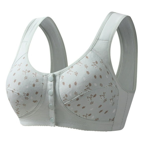 DondPO Women Bras,Bras For Older Women 2024 New Comfortable Convenient Front Close Button Cotton Bras For Older Women No Underwire,Bra No Underwire,Plus Size Bras for Women Green L