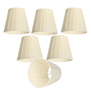 Set of 6 Clip-On Chandelier Lamp Shades – White Pleated Linen, 5.9" Bottom x 3.5" Top x 5.1" Height – Mini Empire Light Covers for Candle Bulbs