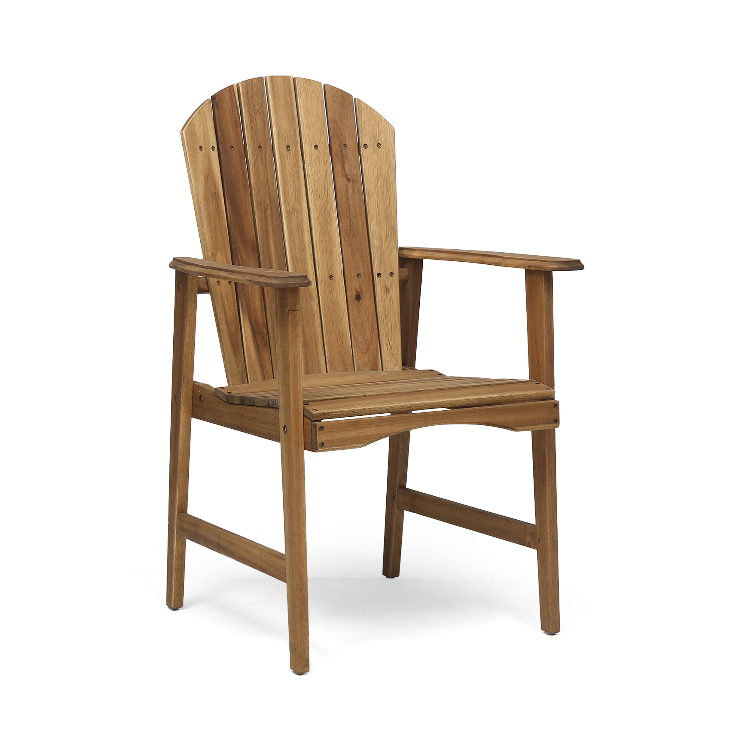Outdoor Weather Resistant Adirondack Chair Set of 2, Acacia Wood Dining Seats for Patio Garden, Natural