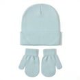thumbnail image 1 of FAOWME Baby Knitted Hat And Glove Set Versatile Solid Color Fall Children Wool Pullover Hat Blue M, 1 of 2