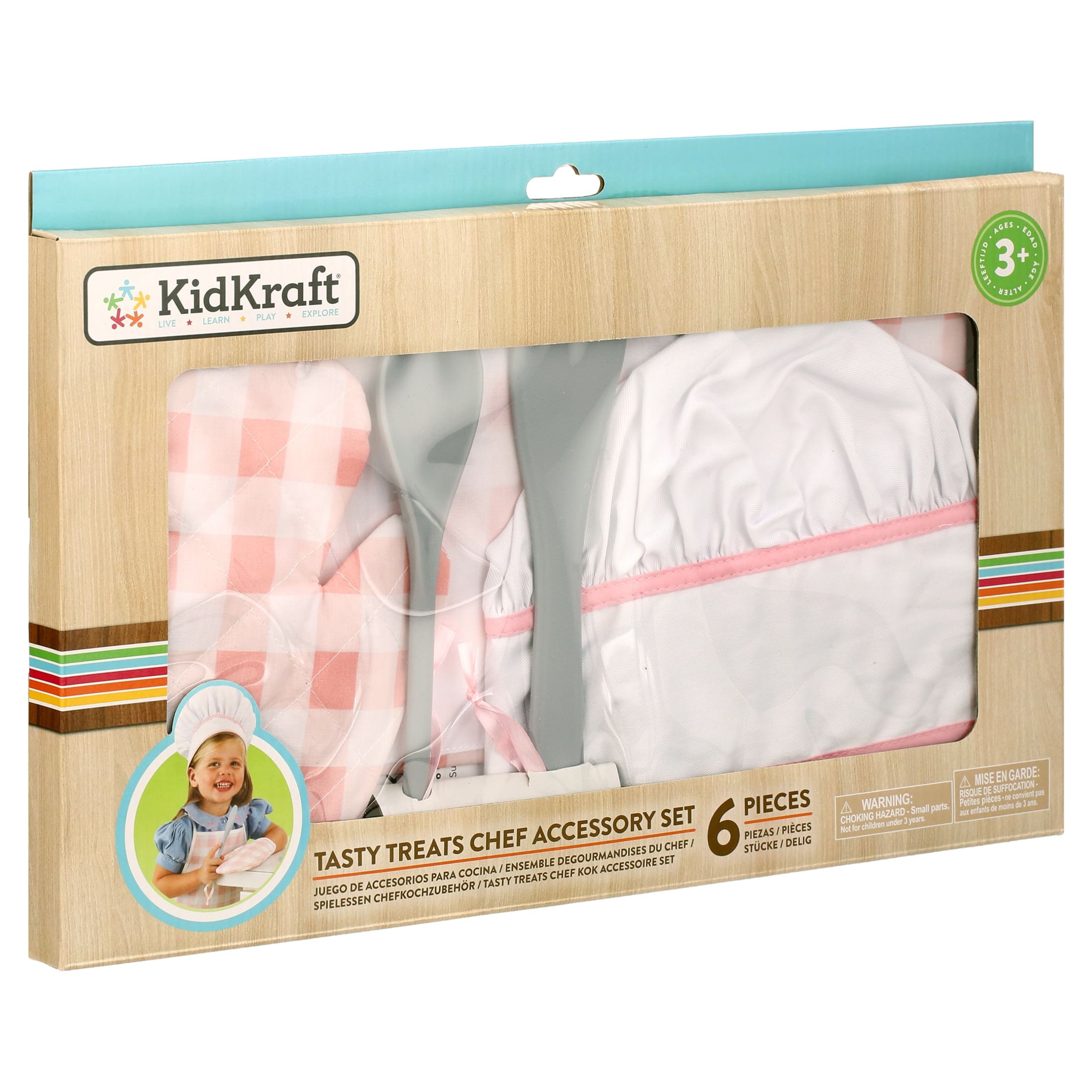 KidKraft Tasty Treats Chef Apron, Hat and Accessory Set for Kids, Pink - image 7 of 8