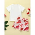 thumbnail image 3 of GXFC Toddler Baby Boys Girls Summer Shorts Outfits Kids Short Sleeve T-shirt Tops+ Crawfish Print Short Pants Set Casual Clothes 2Pcs 6M-4T, 3 of 9