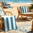 thumbnail image 6 of Outdoor Waterproof Throw Pillow Covers Decorative Striped Cushion Cases Modern Farmhouse Sunbrella Cushion Covers for Patio Furniture Couch Balcony Garden Bench,18x18 inch, 6 of 6