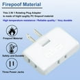 thumbnail image 4 of 3 Way Flat Wall Outlet Extender (Pack of 2) - Portable Swivel Wall Tap Plug, 4 of 5