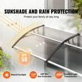 thumbnail image 3 of KFFKFF Window Door Awning Canopy 38" x 117" PC Sheet Transparent Front Door Patio Cover UV Rain Cover Patio Window Awning Outdoor Polycarbonate (Clear), 3 of 9
