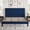 Grey, variant on Amolife Queen Bed Frame with Velvet Vertical Stripe Headboard and Extra Panel, Blue