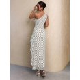 thumbnail image 2 of Womens One Shoulder Black And White Polka Dot Long Dress With Ruffle Hem, 2 of 6