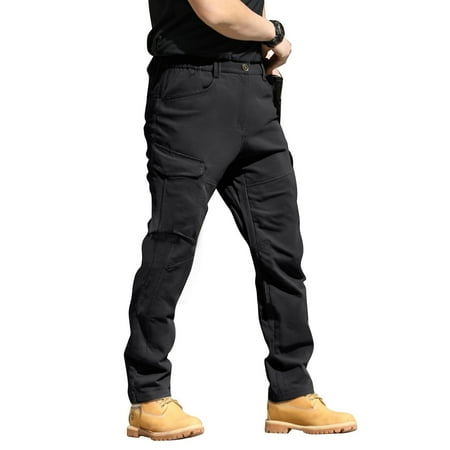 Mens Work Pants Cargo Fleece Lined Combat Pants Pantalones Para Match Mens Wild Cargo Pants Flannel Lined Hiking Pants Men Loose Fit Work Pants For Men Construction Pantalones M Black