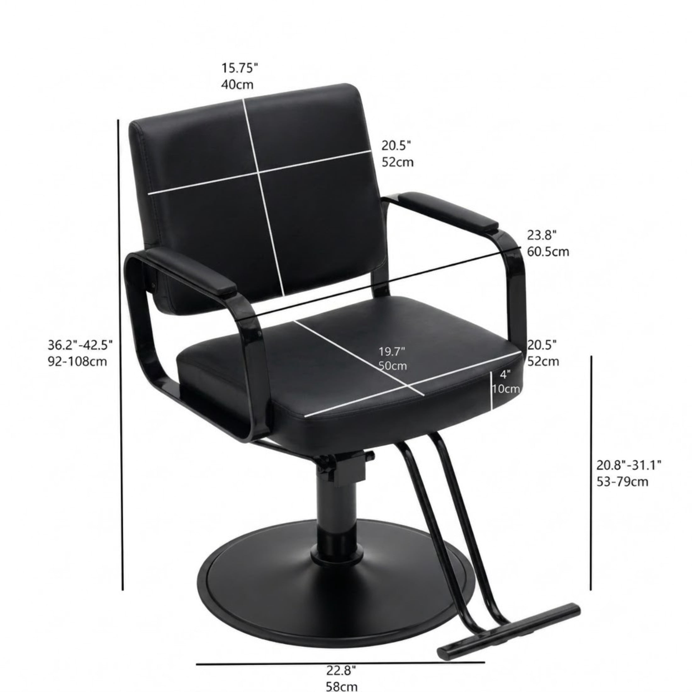 Noble House 360° Swivel Salon Styling Chair with Footrest, Adjustable Height, Black