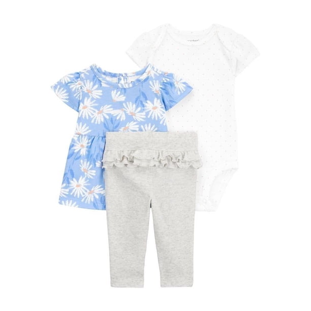 Conjunto Carter's Child of Mine Talla 0-3 M Con Estampado de Flores en Blusa para Niña Multicolor