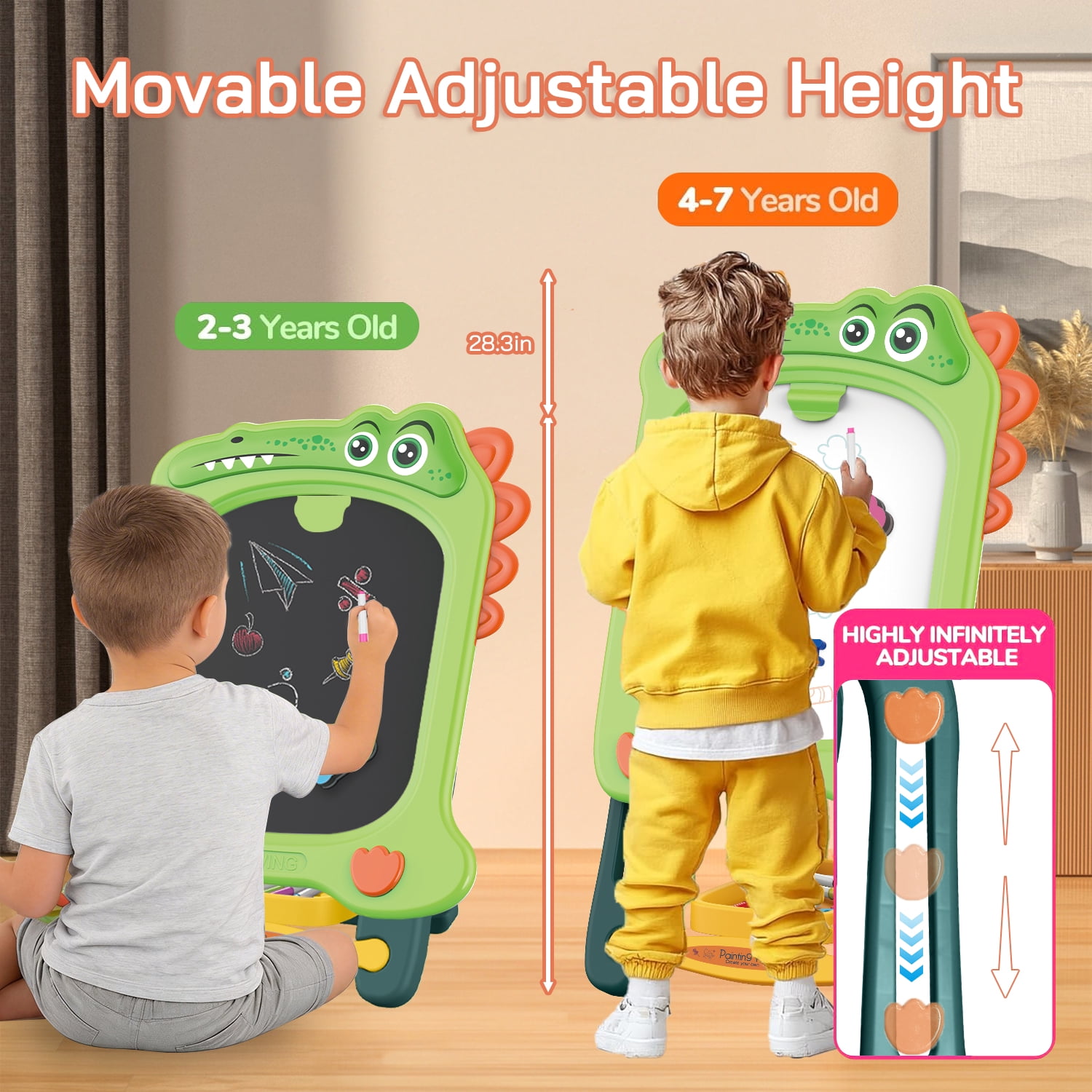 Caunedy Easel for Kids, Magnetic Drawing Board for Boys & Girls, Birthday Gift for 2 3 4 Year Old