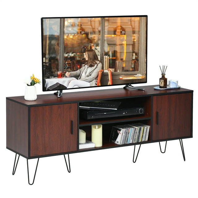 Costway 59" TV Stand Entertainment Center Media Console Storage Cabinet Shelf