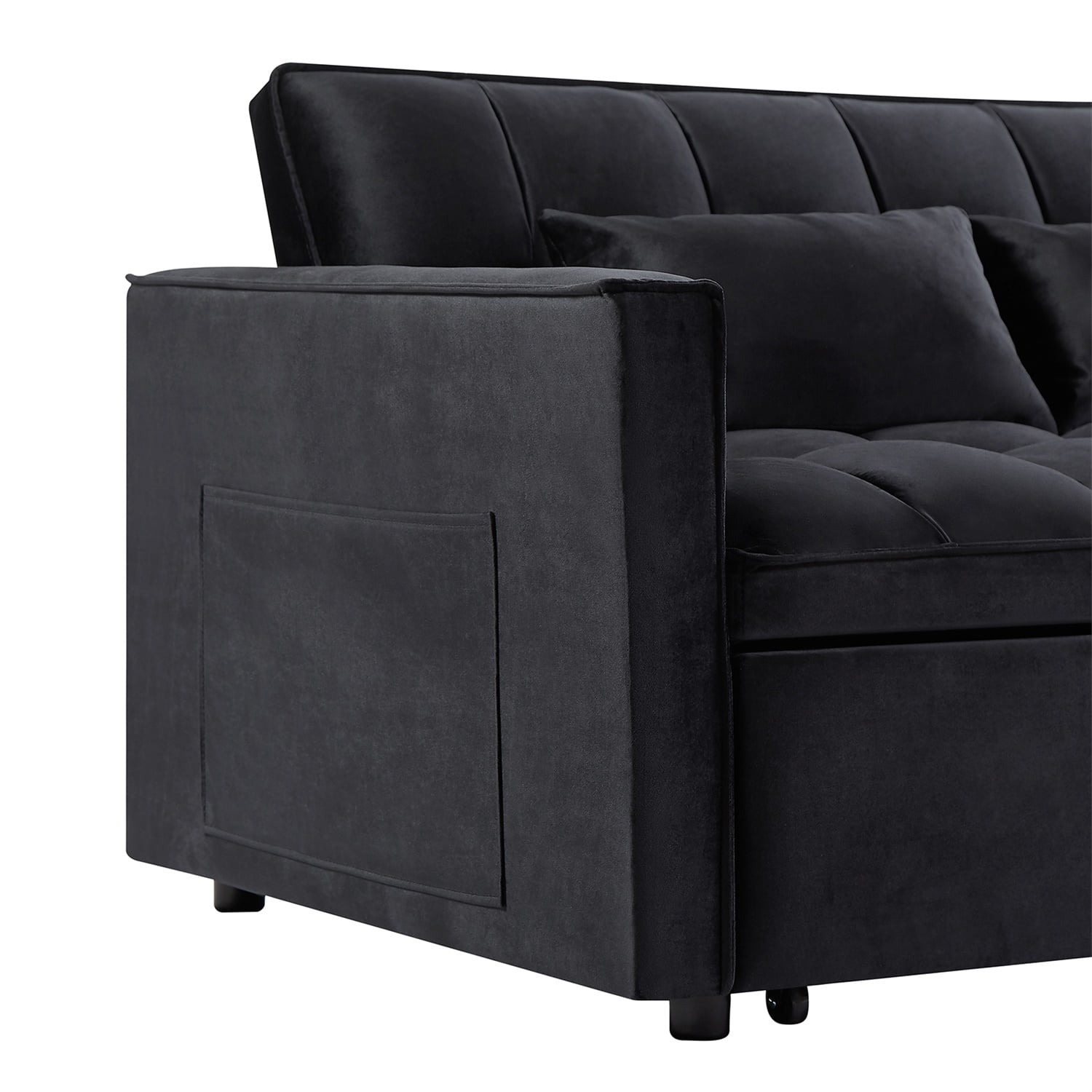 Hommoo 3 in 1 Convertible Pull Out Sofa Bed, Loveseat Sleeper Sofa, Black
