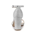 thumbnail image 2 of BLISSFUL STEP Women's Solid Color Glitter Ankle Strap Chunky Heels Sandals, 2 of 8