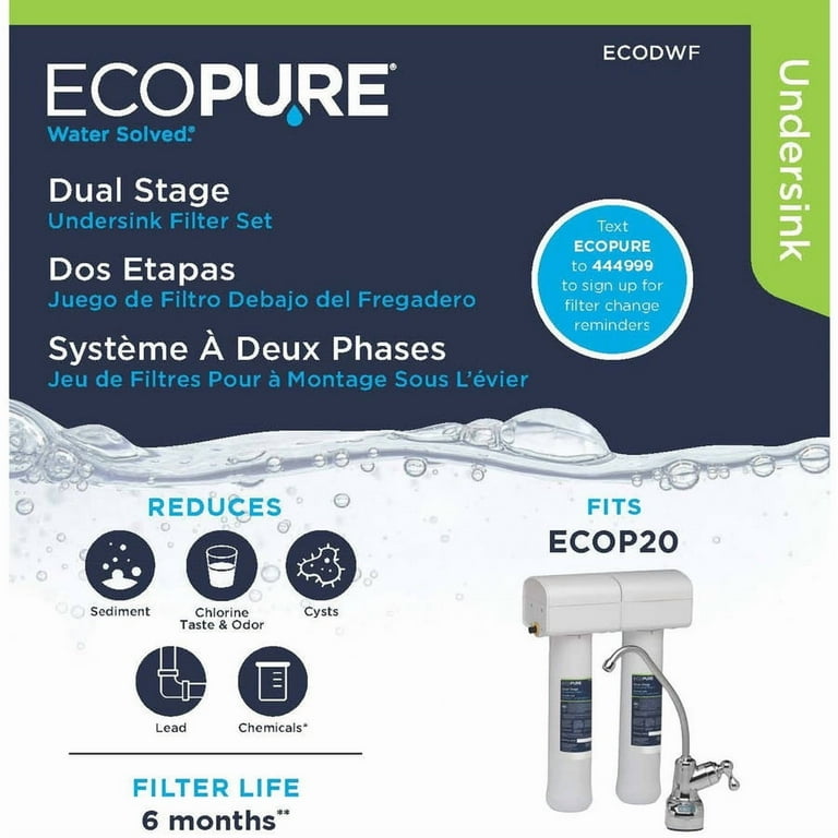 水槽用品 Marfied ECOph Duo EcoPure ECODWF Dual Stage Water Filter, NSF Certified
