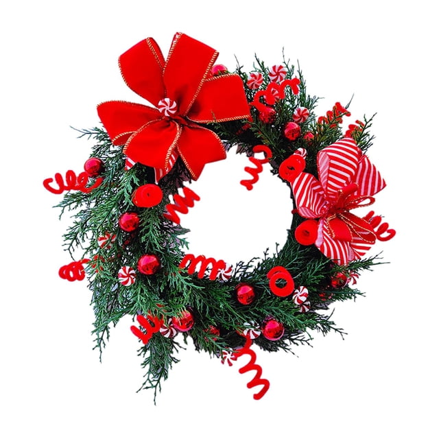 Guirnalda navideña Adorno colgante Bowknot rojo Guirnaldas Guirnalda Guirnalda artificiales de 17.7 pulgadas para vacaciones año Zulema Corona de invierno