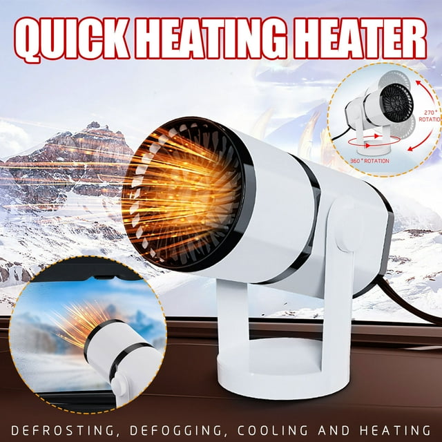 Openpig Portable Car Heater 12V Car Heater That Plugs into Cigarette Lighter, Defroster for Car Windshield, 2 in 1 Heating and Cooling Fast Heating Defrost Defogger Rotation Fan