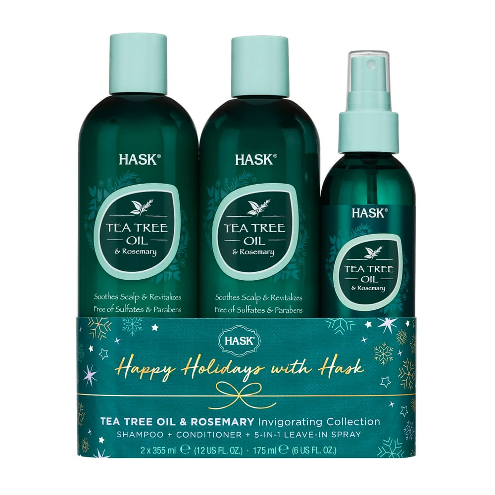 (16 Value) HASK Tea Tree Oil & Rosemary Invigorating Shampoo 12 fl oz, Conditioner 12 fl oz